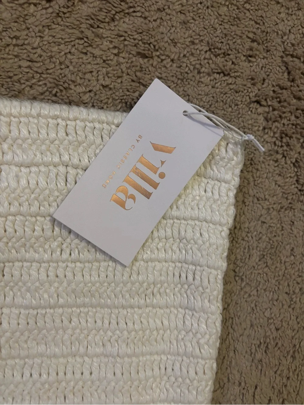 NWT Villa SET OF TWO Ivory Knit Lumbar Pillow Pair